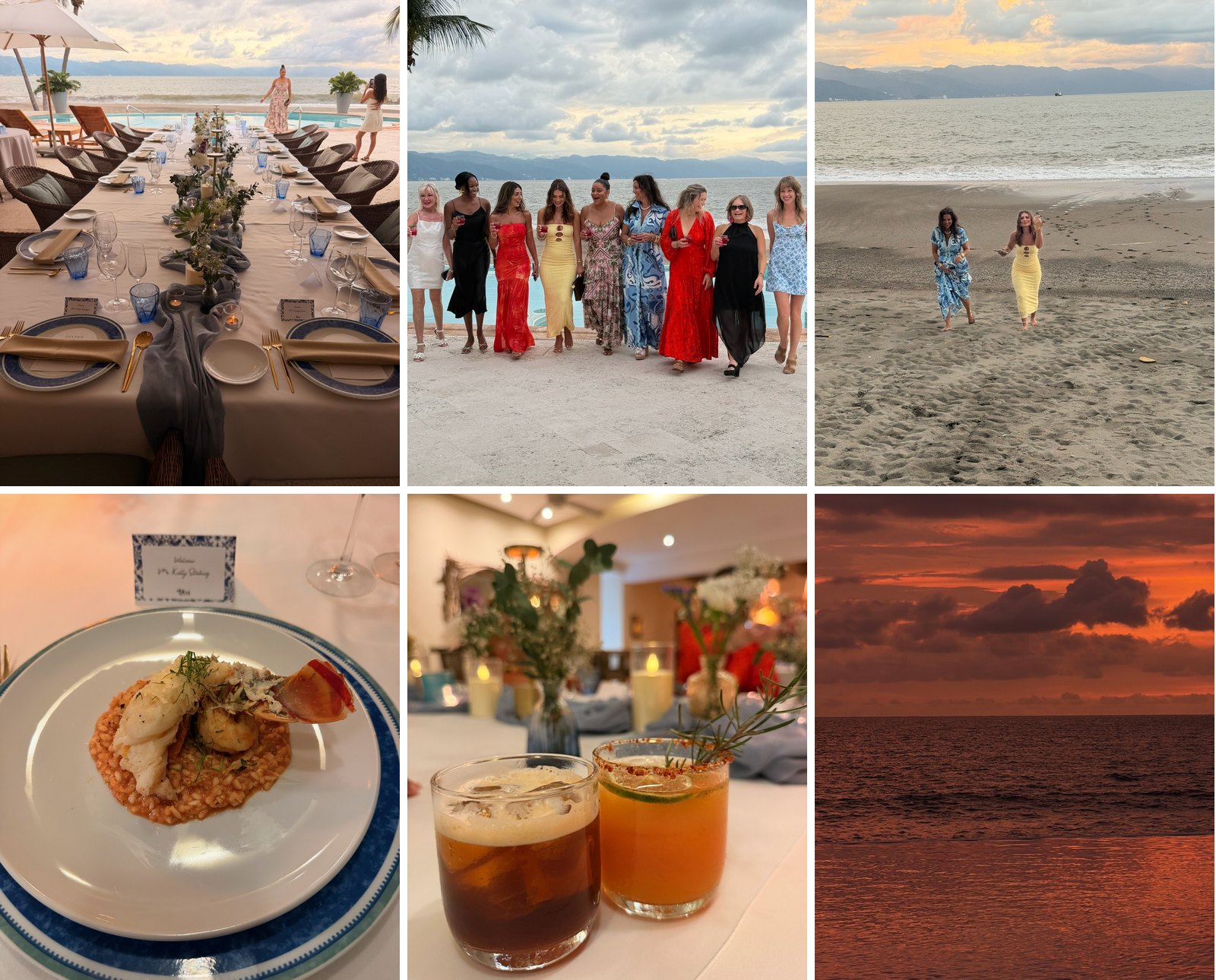 Beachfront dinner at Táu Beach Club, Puerto Vallarta, at sunset