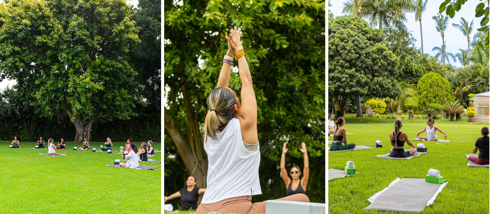 Private yoga on the lawn at Casa Velas
