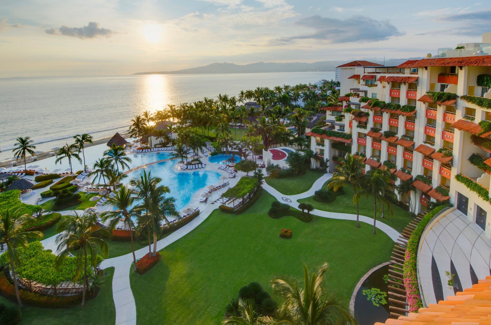 Three-tier infinity pool at Grand Velas Riviera Nayarit overlooking the ocean